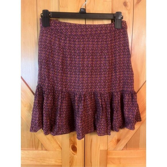 Free people skirt size 2 geometric design ruffle (3652) - Picture 2 of 4